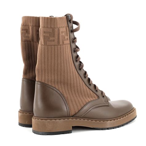 fendi rockoko sneakers brown|rockoko knit leather combat boots.